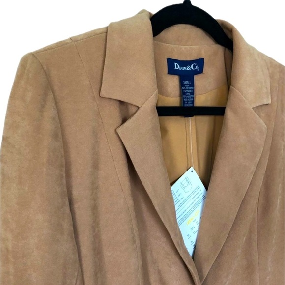 🆕 NWT - DENIM&CO. Faux Suede Tan Blazer Size Small - Picture 3 of 6